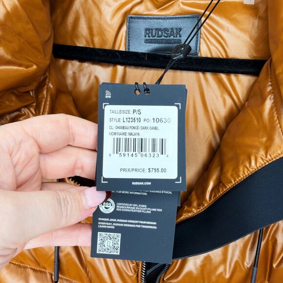 NWT Rudsak Malaya Dark Caramel Regular Length Lightweight Belted Puffer Jacket S - Picture 15 of 16